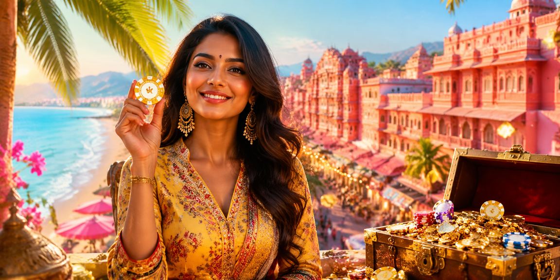 Indian woman using mobile payments for gaming at Jaipur